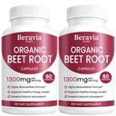 Organic Beet Root Capsules, Beetroot Capsules 1300mg | 60 Capsules, 30-Day Supply | Health & Energy Support | Natural, Vegan & Non-GMO | Beet Root Supplement for Women & Men (2 Bottle)