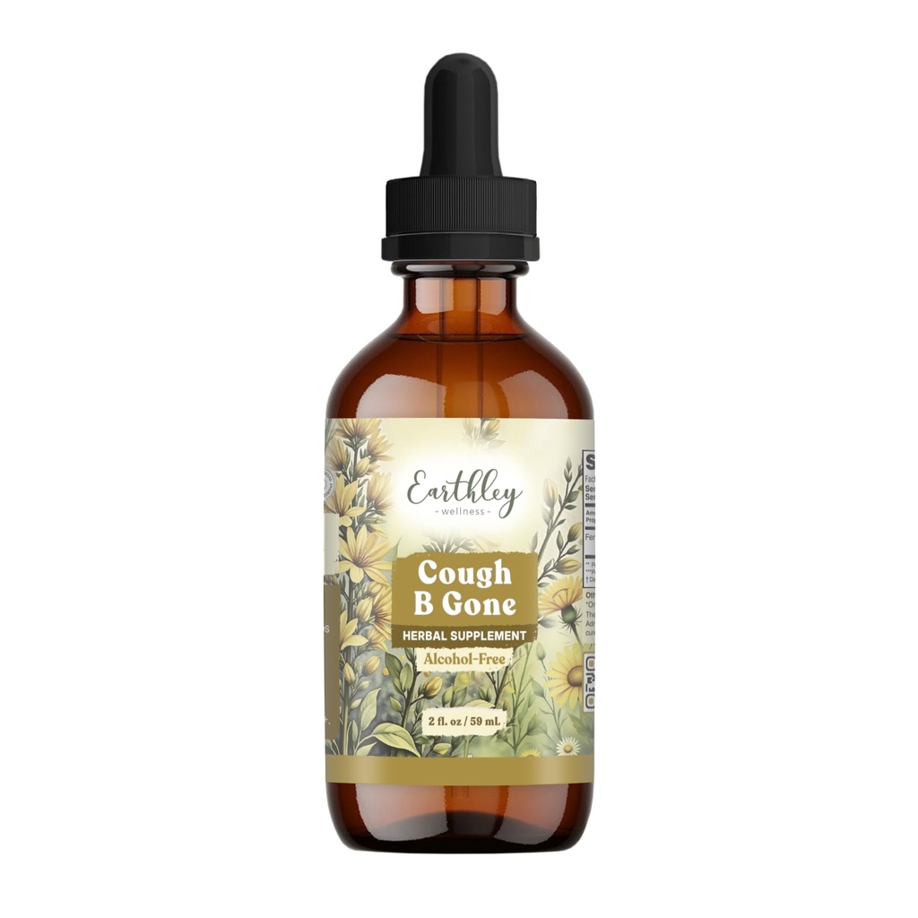 Dünyaley Wellness, Cough-B-Gone, Alkol-Free Herbal Tincture for Kids & Yetişkinler (6 Ay+), Cold ve Cough Remedy, Soothes Sore Throats, Discovers Lung Health, and Detoxification (2oz, Çocuklar)
