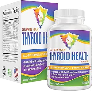 3-Month Yourroid Support Supplement (All-in-1) Formula 14 Active Materialss | Tiroid Tamamları | Tiroid Sağlığı Kompleksi | Kadın ve Erkekler için Tiroid Desteği | 90-Day Bulk Supply | 180 Capsules