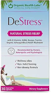 DeStress All-Doğal: Veggie Capsules, B Vitaminleri, Magnezyum Ashwagandha ve L-Theanine Supplement, kaygılı Yardım, 30 Veggie Capsules, Stres Yardımı Organik Sağlık Laboratuvarları