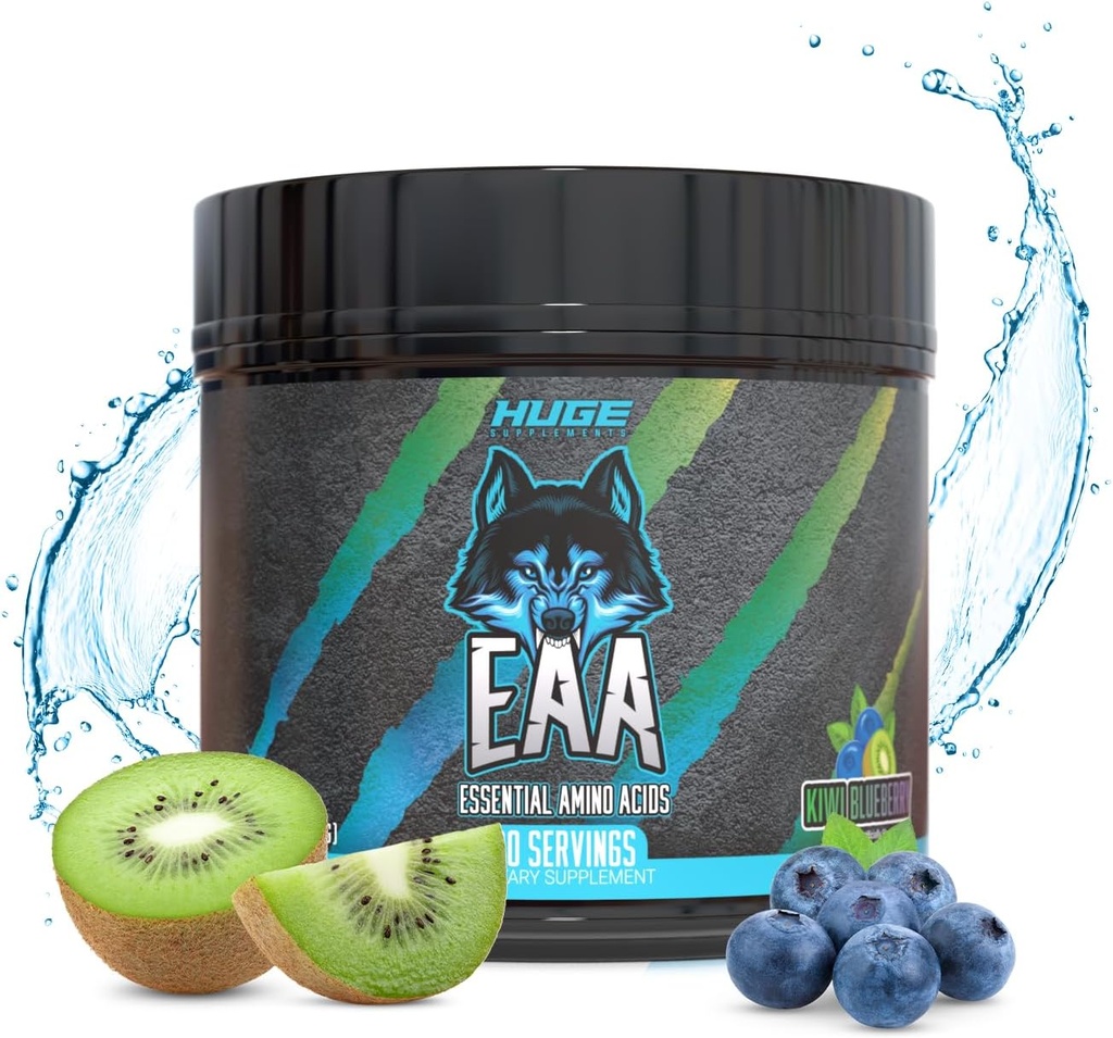 Τεράστιο συμπλήρωμα ΟΛΓ, Highsest Dosed Essential Amino Acids Powder, 12.85g EAAs & 8g BCAAs ανά υπηρεσία, Maximize μυϊκή ανάπτυξη, ανάκτηση & απόδοση (Kiwi Blueberry, 17.73 Oz.)