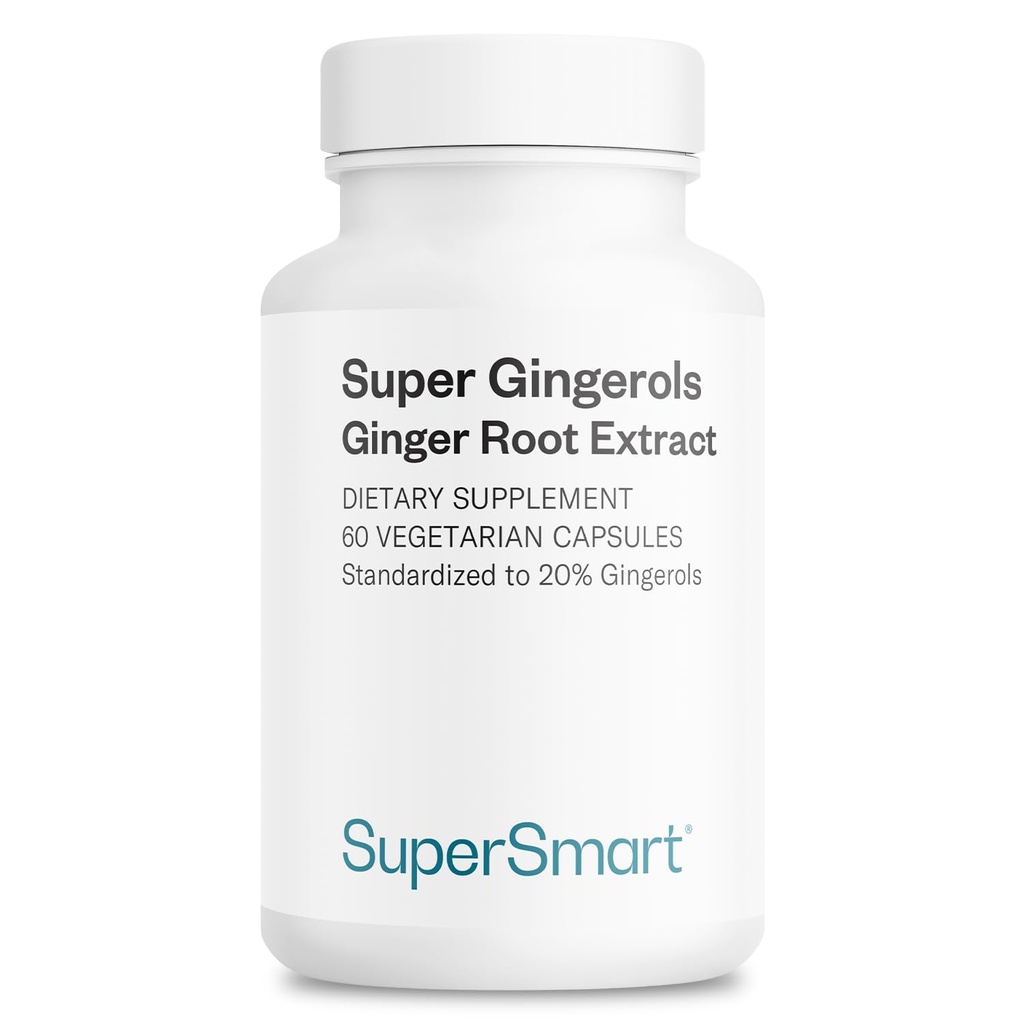 Supersmart - Super Gingerols 400 mg per Day (High Potency% 20 Gingerol) - Ginger Root Supplement | Non-GMO & Gluten Free - 60 Vegetarian Capsules