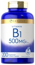 Carlyle Vitamin B1 500 mg (Thiamine) | 200 Vejetaryen Caplets | Non-GMO ve Gluten Free Supplement