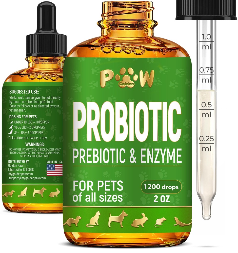 Tüm Çağların Köpekler ve Kedileri için Sıvı Probiyotikler | Dog Probiyotikler Digestion Balance | biyotik Mix for Harmonious Food Abors | 3 Milyar CFU | Herbal Flavor | 2 Oz