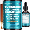 Spike Detox Liquid Drops, Nattokinase 4,000 FU, Bromelain 500mg, Turmeric Curcumin 10:1 Extract 500mg & Quercetin, Enzyme Complex for Heart & Circulatory Support, 2 fl oz