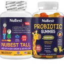 NuBest Bundle Tall Kids 90 Chewable Tablets with Berry Flavor & Probiotic Gummies Strawberry & Orange Gummies - Brain Growth, Healthy Growth and Digestive Support for Kids & Teens