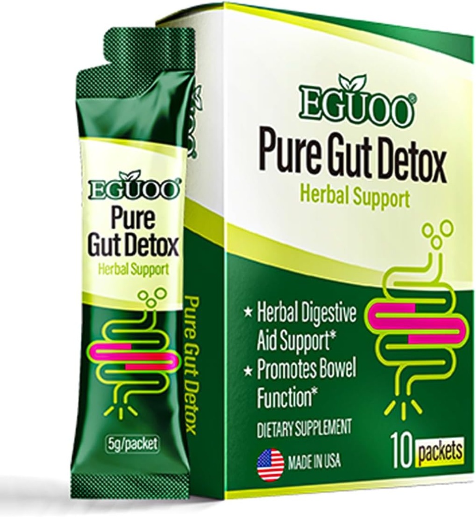 Pure Gut Detox - Kolon Cleanse Cleanser Detox Temizse Gut, Senna, Cascara Sagrada, Digestive Enzymes, Probiyotik ve Prebiyotik - Bloating ve Constipation Relief
