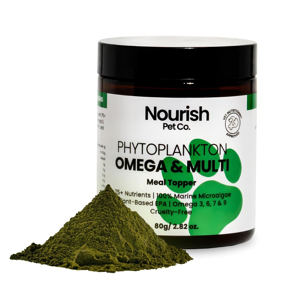 Nourish Pet Co. Phytoplankton Omega & Multi for Dogs & Cats - The Ultimate Wholefood Supplement for Overall Health & Vitality
