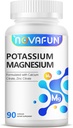 Kalsiyum çinko 1185 mg ile Potasyum Magnezyum Supplement, Leg Cramps, Bone & Muscle Health, Non-GMO, Gluten Free, Vegan, 90 Capsules