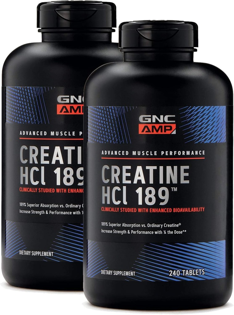 GNC AMP Creatine HCl 189, στοχευμένος οικοδόμος μυών και συμπλήρωμα αποκατάστασης, γρήγορη απορρόφηση απόδοσης Blend, 480 κόμης