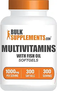 BulkSupplements.com Multivitamin Softgels - Daily Multivitamin Supplement, Multimineral for Men and Women with Fish Oil - Gluten Free, 1 Softgel per Service (1000 mg), 300 Count (Pack of 1)