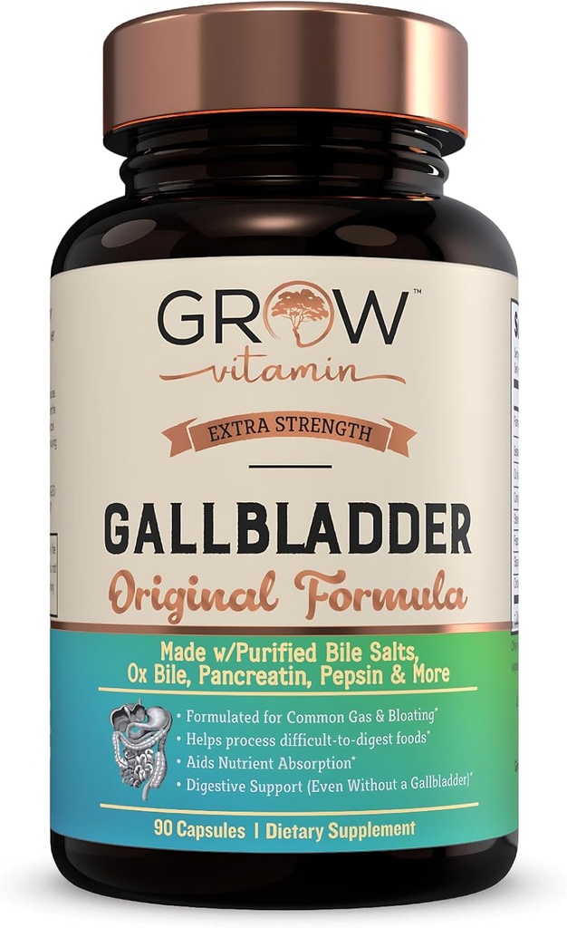 Vitamin Original Gallbladder Formula, Made w/Purified Bile Salts & Ox Bile Digestive Enzymes - Dikkatli Herbs içerir - 90 Capsules