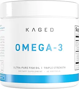 Kaged Omega 3 Fish Oil Supplement, 3000mg Omega 3 Fatty Acid with EPA & DHA, Ultra-Pure, No Fish Burps, 60 Pills
