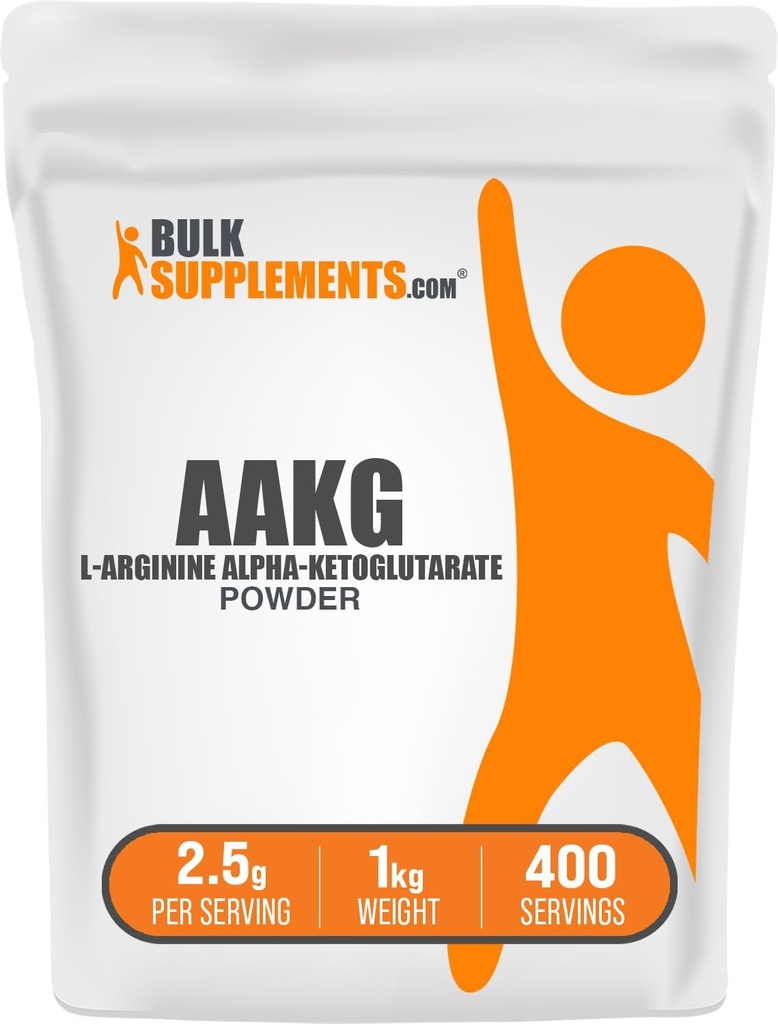 BulkSupplements.com AAKG Powder - Arginine AKG Supplement, Nitric Oxide Supplement, Unflaved & Gluten Free, 2,5g ανά Σερβίρισμα, 1kg (2,2 λίβρες) (Pack of 1)
