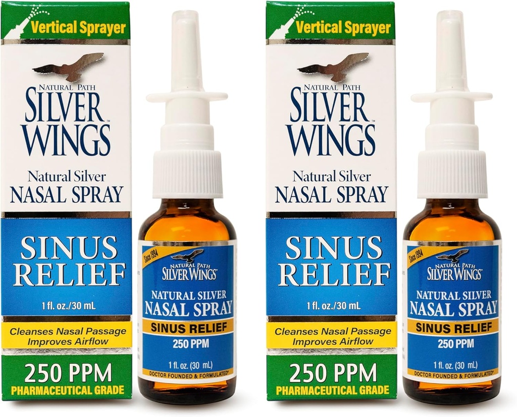 Doğal Pat Silver Wings Sinus Relief Natural Silver Nasal Spray - 250ppm - 1oz - 2 Pack