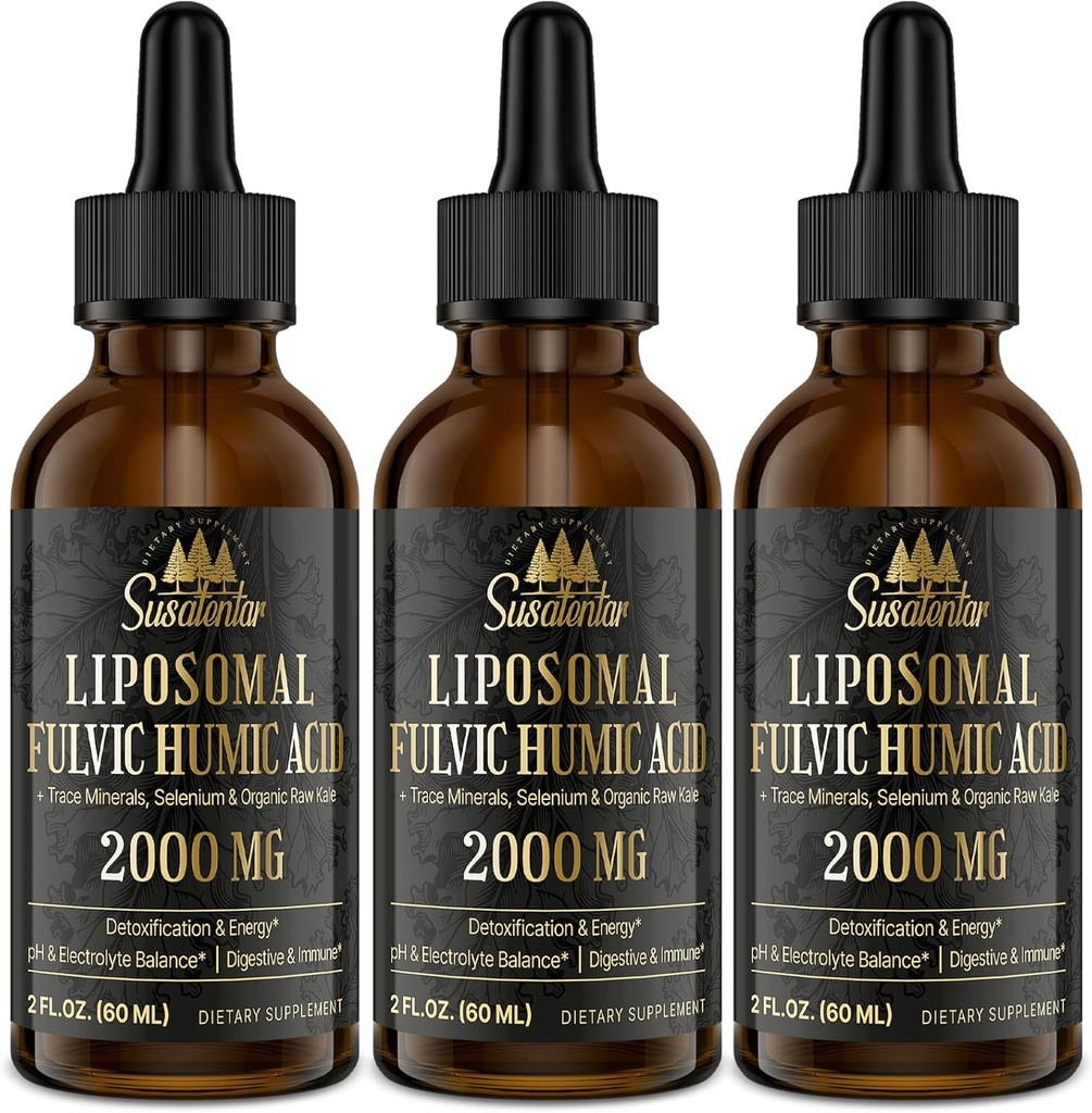 Trace Minerals Electrolytes Drops 2000 MG | Sıvı Liposomal Fulvic Humic Acid Supplement | 85+ Trace Minerals | Hydration | Detoxification | Enerji | pH Denge | Digestion | Immunity | 6 Oz