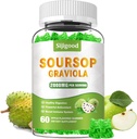 Sugar Free Soursop Graviola Gummies - Organik Soursop Leaves & Fruit Extract - Digestive Aid, Immune Support & Antioxy Properties - 60 Apple Flavored Gummies