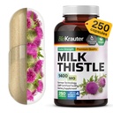 BIO KRAUTER Süt Butle Capsules 1400 mg - 250 Kont - Liver Detox & Cleanse Supplement - Vegan Silymarin Capsules - Milk Thistle Toz - Non GMO