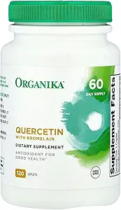 Organika Quercetin με Bromelain συμπλήρωμα (120 δισκία): Υψηλής απορρόφησης Bromelain Quercetin συμπλήρωμα για τις άμυνες, εποχιακές αλλεργίες, κινητικότητα, & Clear Airways