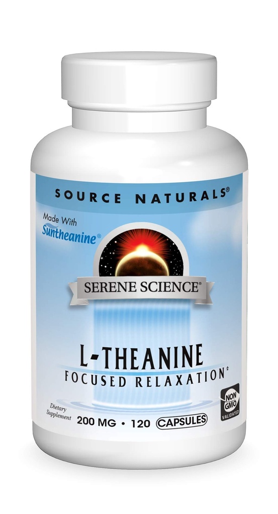Source Naturals Serene Science L-Theanine, Suntheanine ile yapılan, Focused Relaxation, 200 mg - 120 Capsules
