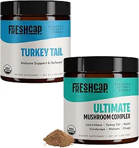 FreshCap Mushrooms Immunity Sche (Türkiye Tail Toz ve Ultimate Mushroom Komplek Toz)