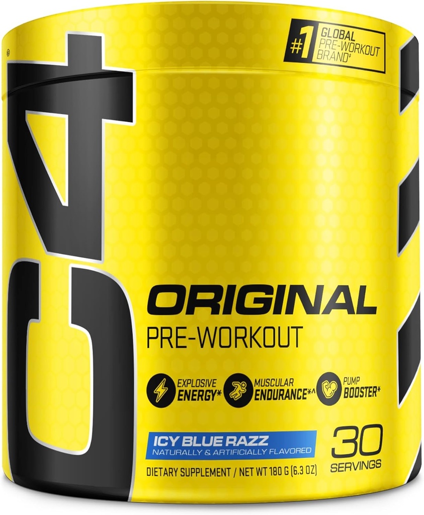 Cellucor C4 Original Pre Workout Toz ICY Blue Razz | Vitamin C for Immune Support | Sugar Free Preworkout Energy for Men & Women | 150mg Caffeine + Beta Alanine + Kretine | 30 Hizmet
