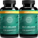 Primal Harvest 2 Pack, Multi Collagen Pills for Women and Men (Type I, II, III, V, X) Collagen Supplements for Women and Men, 120 Capses w/Vitamin C for Hair, Skin, Nails Collagen Peptides Pills