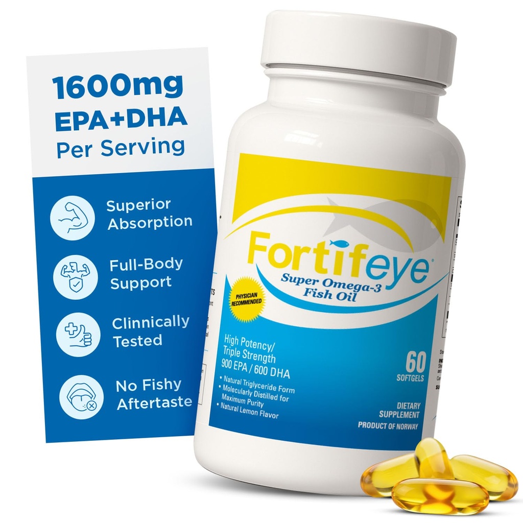 Omega 3 Fish Oil 60Count 1600 mg Norveç'te Yaptı - Yüksek Potency Fish Oil Omega 3 Supplements Triglyceride Form with EPA and DHA Supplements for Women and Men No Fishy After Taste Natural Lemon Flavor