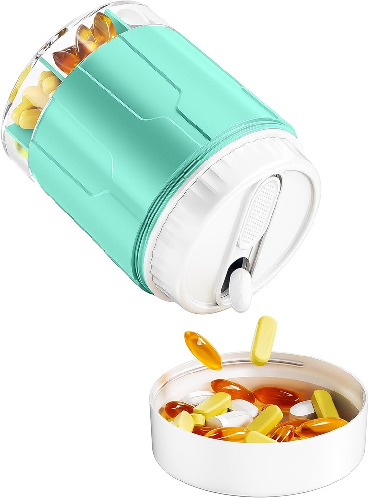 Odaro Extra Large Pill Organizer, Travel Pill Box Organizer, Daily Medicine Organizer and Storage 7 Compartment to Hold Medicine, Vitamin and Supplement - Cyan