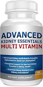 Gelişmiş Kidney Essentials Multivitamin. Kidney tam Kidney Health için Supplement Destek Supplement. Kidney Health Supplement with Renal Vitamins 90 Caps