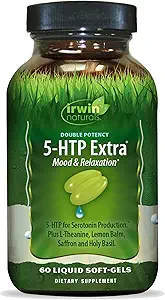 Irwin Naturals Double Potency 5-HTP Ekstra - 60 Sıvı Soft-Gels, 3 Paket - Rahatlama ve Serotonin Üretimi - 90 Toplam Hizmetler