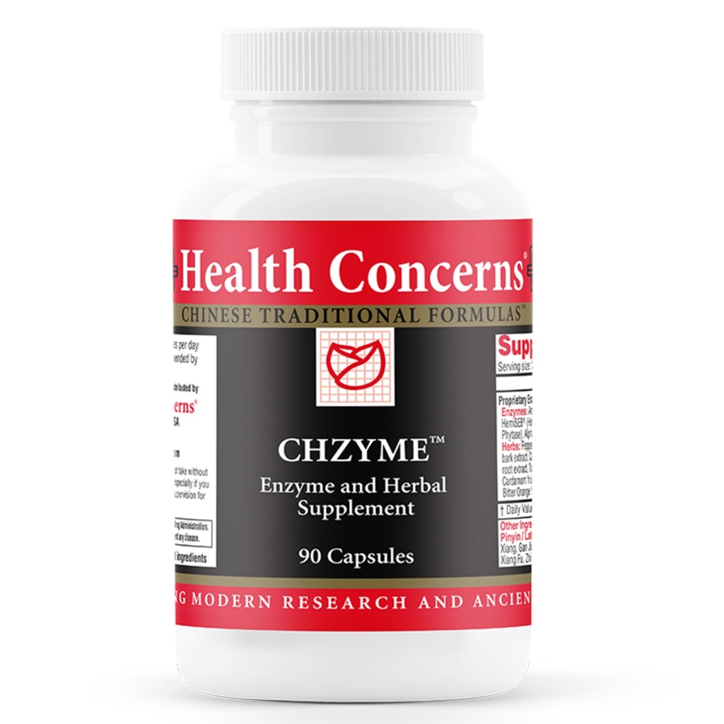 Health Concerns Chzyme - Enzyme & Herbal Supplement for Digestion, Bloating, & Qi Balance – Proprietary Enzyme & Herb Blend – 90 Capsules, 45 Servings