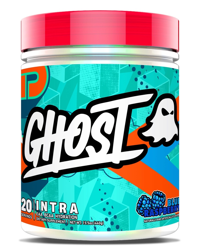GHOST Intra Workout Powder, Blue Raspberry - BCAAs, & EAA, Nootropics & Hydration - Ουσιαστική & Κλάδος Αλυσίδα Αμινοξέα, Υποστηρίζει την αποκατάσταση των μυών & Focus - Pre, Intra & Post Σκόνη προπόνησης