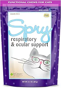 Στο Clover Spri Daily Αναπνευστική και οφθαλμική υποστήριξη μαλακά μάσημα για γάτες, με L-Lysine, Superfoods, και Πρεβιοτικά για ένα ισχυρό ανοσοποιητικό σύστημα, 2.1 oz. (αριθμός 60)