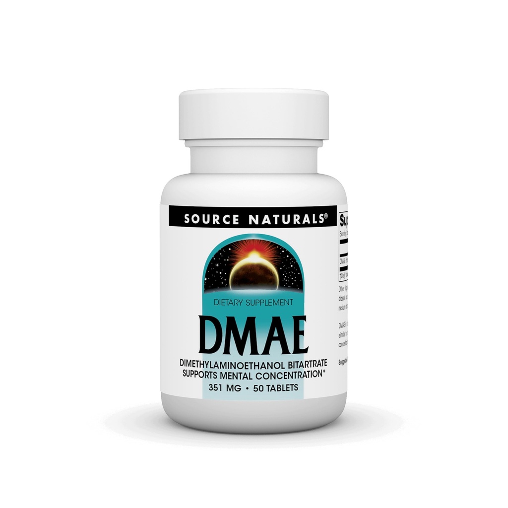 Source Naturals DMAE, Dimetilamino etanol Bitartrate - Supports mental Concentration - 50 Tablet