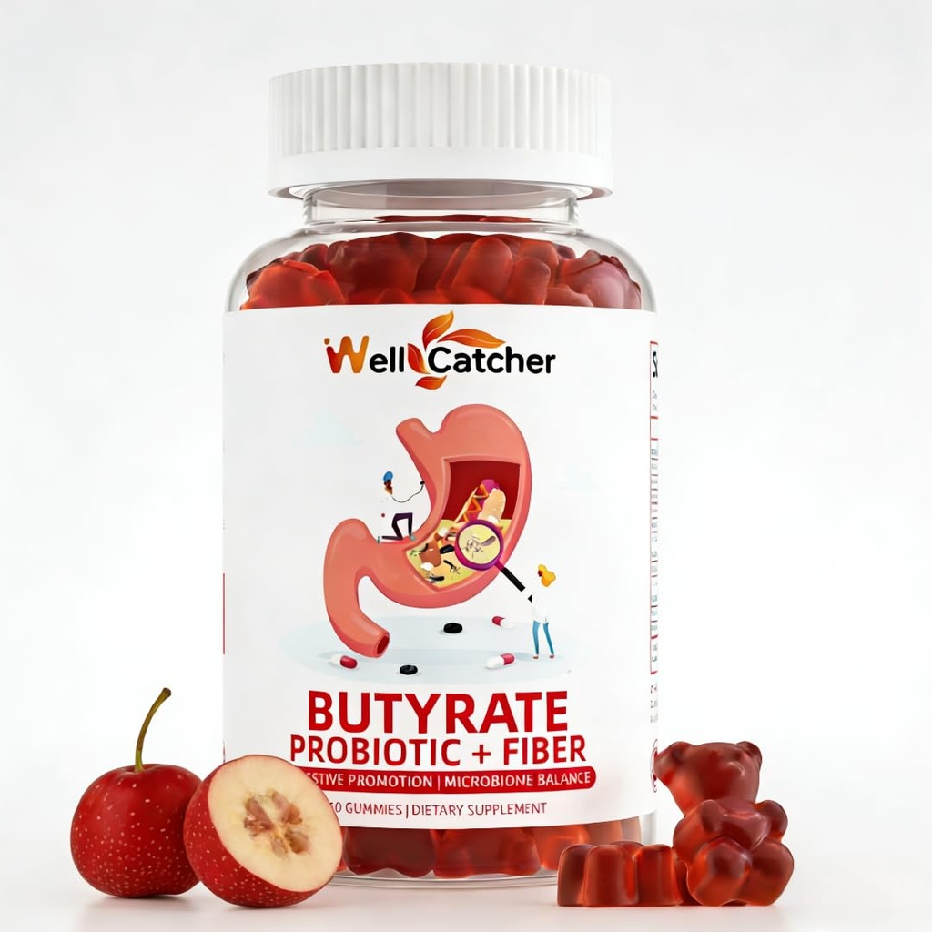 Butyrate Gummies Gut Health Supplement: Butyrate with Probiyotik & Prebiyotik Fiber Gummies for Women Men Sugar Free Digestive & Energy Metabolism Support Vegan Hawthorn Flavor 30 Days Supply