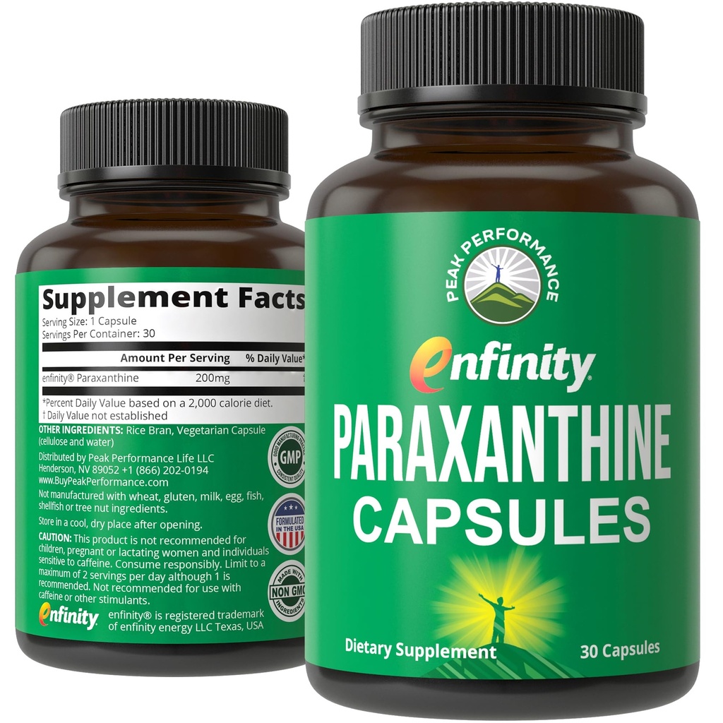Paraxanthine Capsules for Clean, Jitter Free Energy - Enfinity Supplement - Known for Focus, Concentration, and Productivity - Plus Great for A Pre Workout - Nootropic Pills for Men & Women