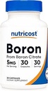 Κάψουλες Βόριου Nutricost 5mg, 30 Κάψουλες Χορτοφαγικής - Χωρίς γλουτένη και χωρίς ΓΤΟ