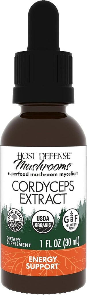 Host Defense Cordyceps Extract - Immune & Energy Support Supplement - Συμπλήρωμα για την υγεία των νεφρών με Cordyceps - Fitness Υποστήριξη για να βοηθήσει την πρόσληψη οξυγόνου - 1 fl oz (30 υπηρεσίες)*