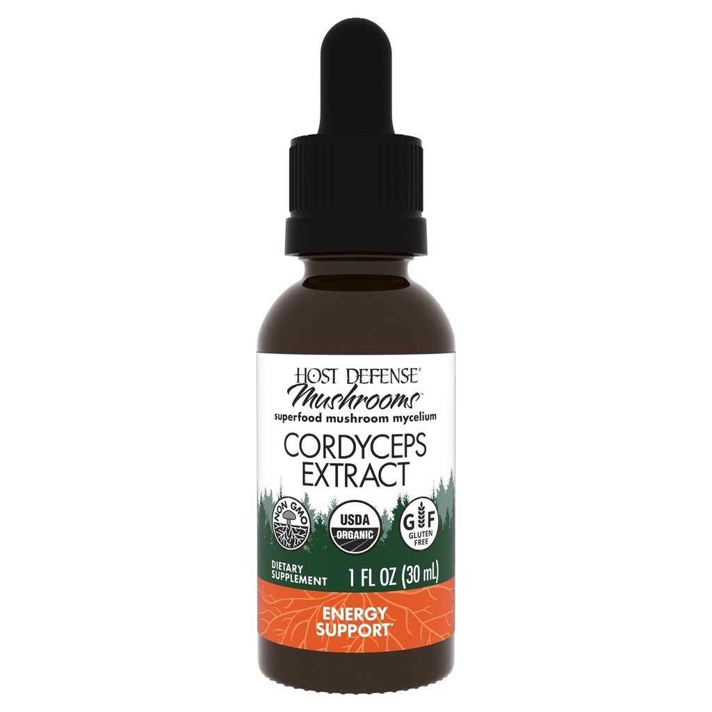Host Defense Cordyceps Extract - Immune & Energy Support Supplement - Συμπλήρωμα για την υγεία των νεφρών με Cordyceps - Fitness Υποστήριξη για να βοηθήσει την πρόσληψη οξυγόνου - 1 fl oz (30 υπηρεσίες)*