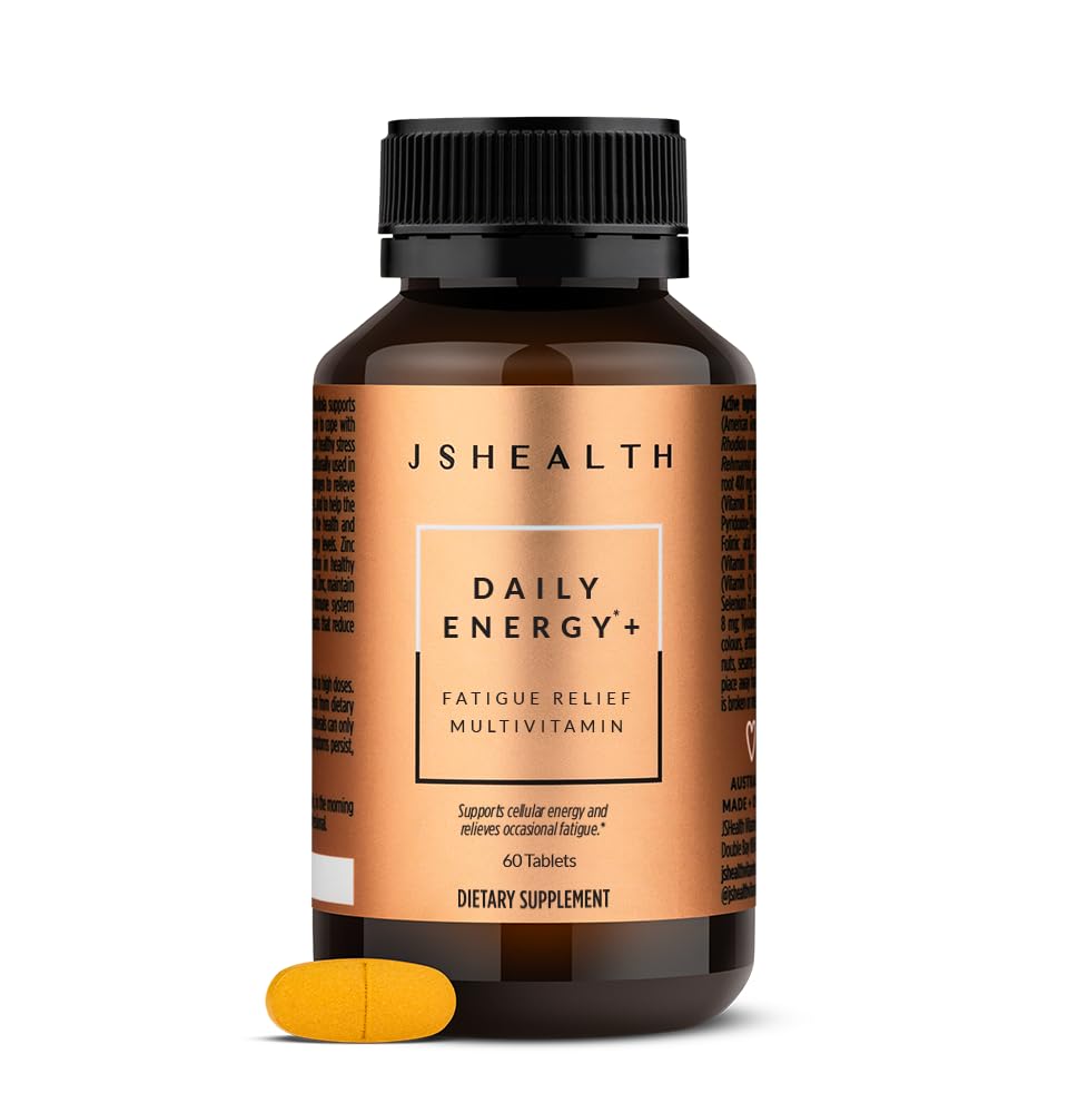 JSHealth Daily Energy Supplement. Once Daily Energy Vitamins for Women with American Ginseng, Rhodiola, B Vitamins, Vitamin C, Zinc. Supports Stamina and Stress. Vegan (60 Tablets)