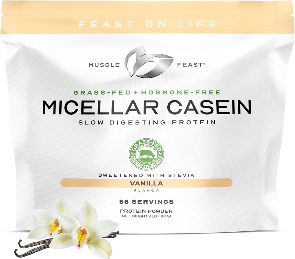 Kasbah Çim Fed Micellar Vakain Protein Toz, Pasture Yükseltilmiş ve Hormonlar Ücretsiz, Yavaş Digesting Casein Protein - Gece Kas Kurtarma, Gluten Ücretsiz Protein Tozu - Vanilla, 4lbten Ücretsiz Protein Tozu - Vanilla, 4lb