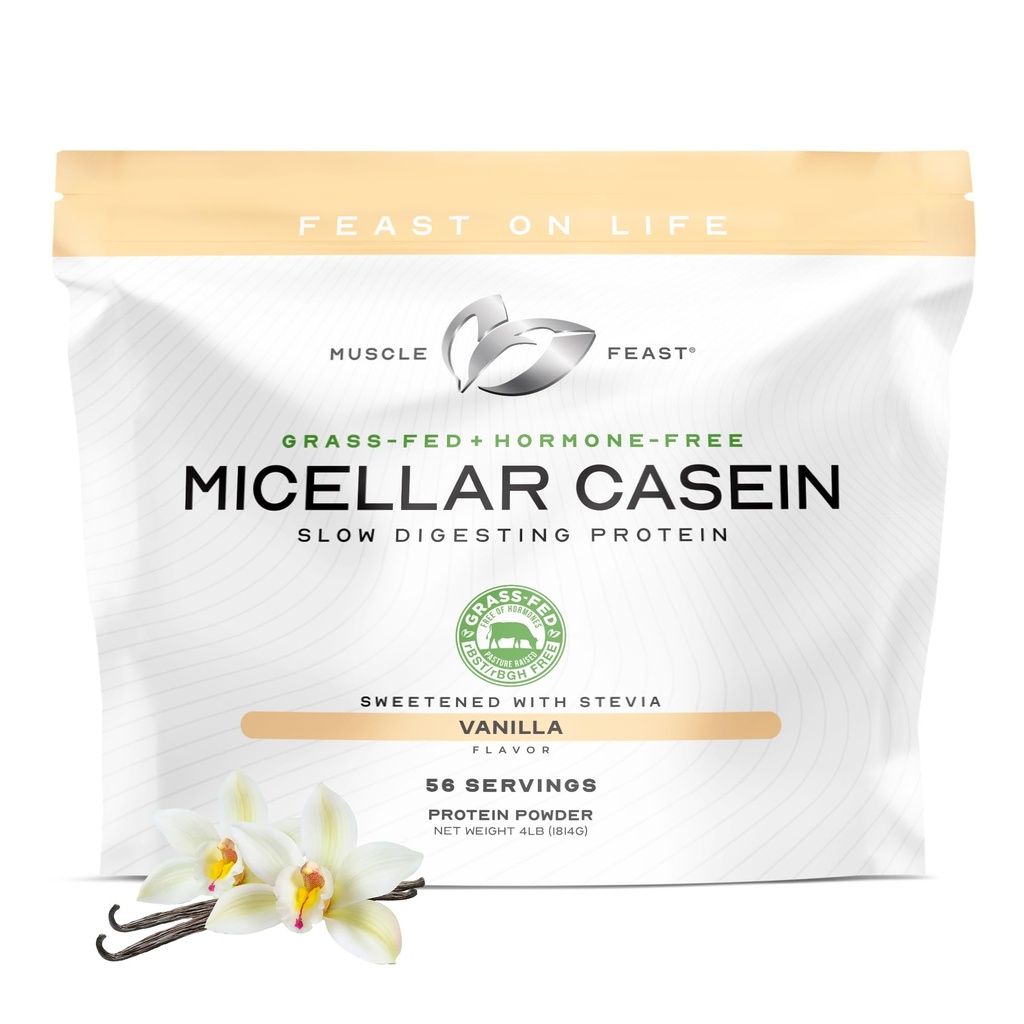 Kasbah Çim Fed Micellar Vakain Protein Toz, Pasture Yükseltilmiş ve Hormonlar Ücretsiz, Yavaş Digesting Casein Protein - Gece Kas Kurtarma, Gluten Ücretsiz Protein Tozu - Vanilla, 4lbten Ücretsiz Protein Tozu - Vanilla, 4lb