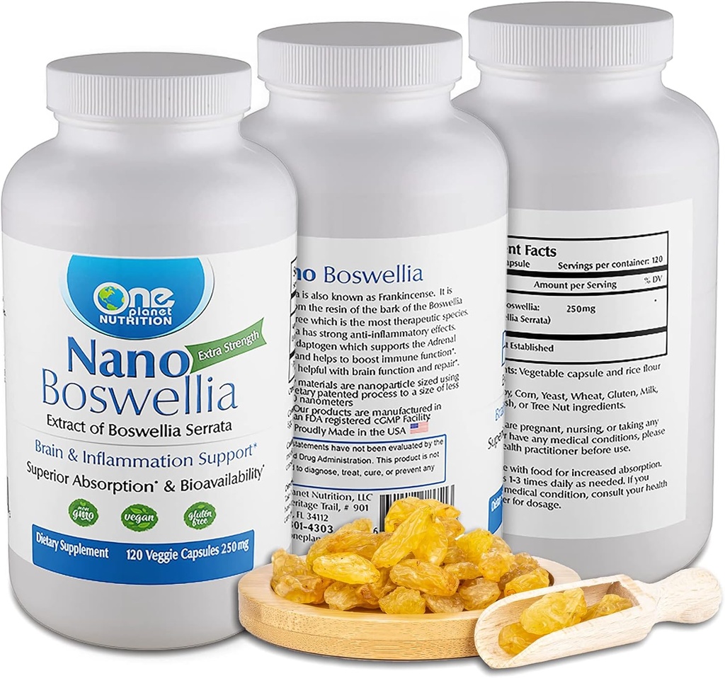Bir Gezegen Beslenme Nano Boswellia 250 mg Veggie Capsules (120 Hizmet), Boswellia serratacılık, Beyin Sağlığı için Bilişsel Fonksiyonlar, Non-GMO, Vegan, Gluten-Free Capsules (120 Hizmet)