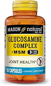 Mason Natural Glucosamine Kompleksi Plus MSM Vitamin C - Destekler Ortak Sağlık, Geliştirilmiş Flexability ve Mobility, 90 Capsules