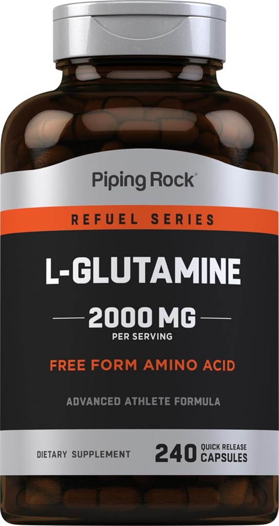 Piping Rock L Glutamine Toz Capsules | 2000 mg | 240 Pills | Kadınlar ve Erkekler için Tamam | Ücretsiz Form Amino Asit | Non-GMO, Gluten Free