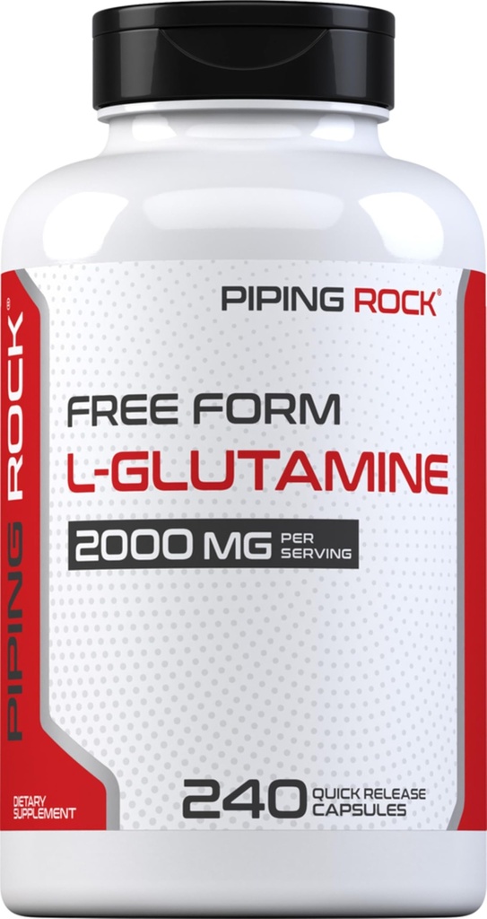 Piping Rock L Glutamine Toz Capsules | 2000 mg | 240 Pills | Kadınlar ve Erkekler için Tamam | Ücretsiz Form Amino Asit | Non-GMO, Gluten Free