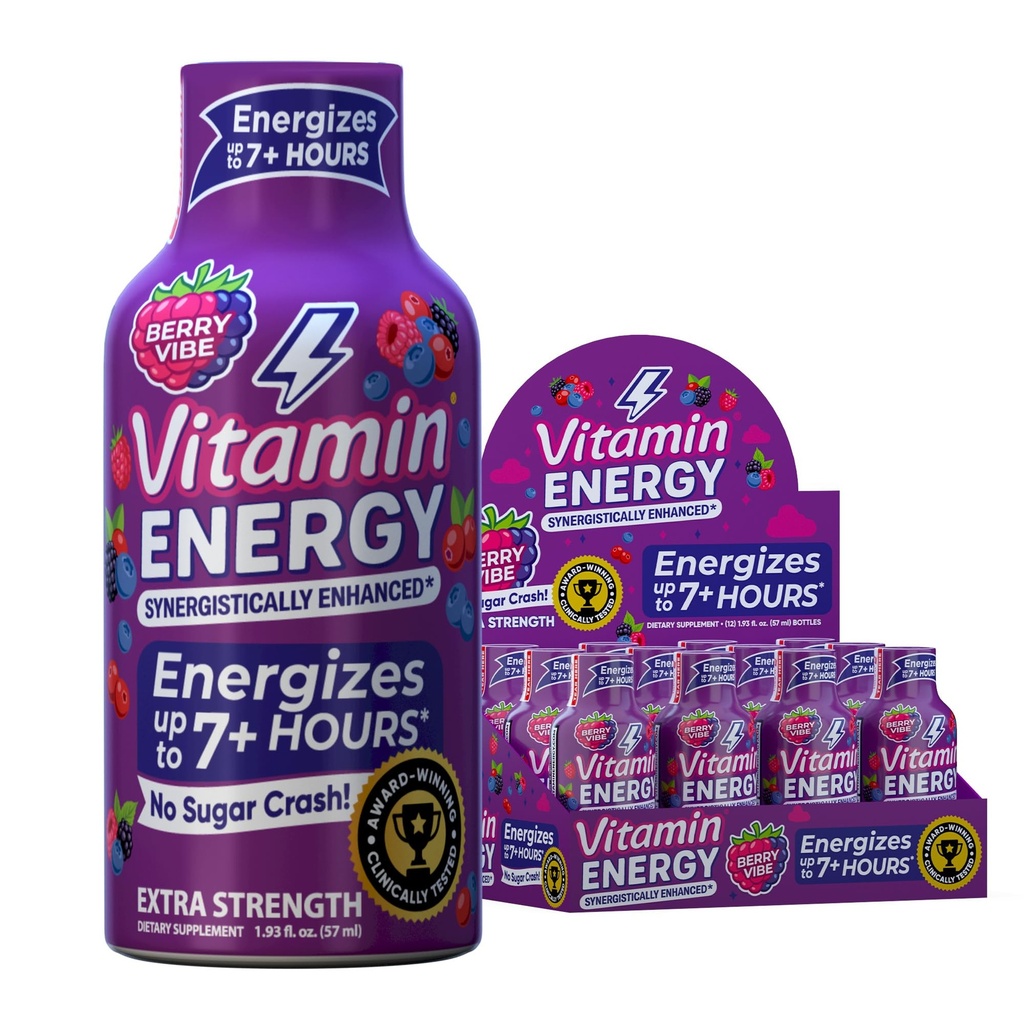 Energy Mood+ Ekstra Güçlü Enerji Shot Tropikal Berry 12 Paketi, 260 mg Natural Caffeine, B-Vitamins, Rhodiola, Chamomile, Mood & Energy Support, Zero Sugar, Gluten-Free, Vegan, 1.93 fl ozzz