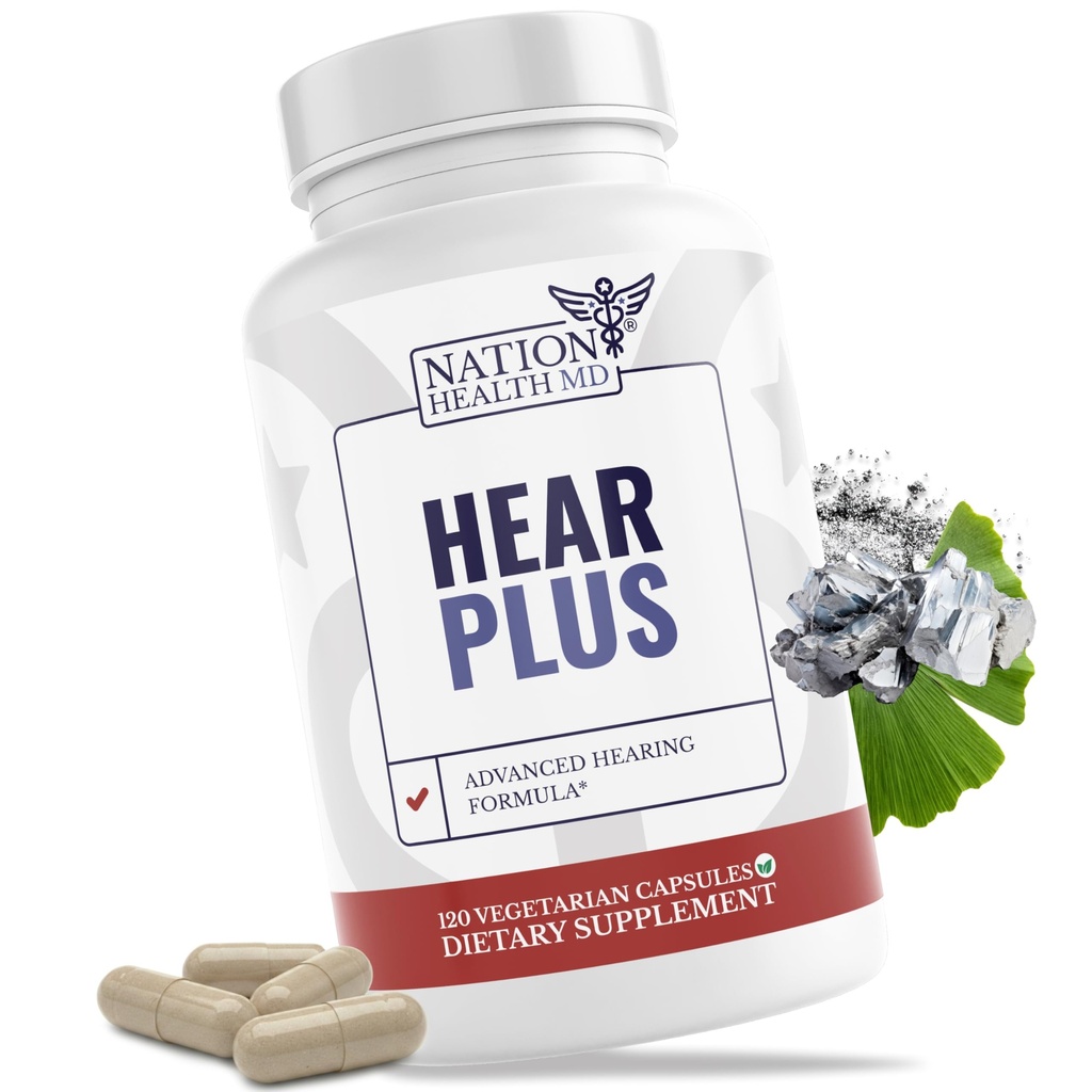 Hear Plus - Tinnitus Supplement - Advanced Hearing Formula for Ringing Ears with Ginkgo Biloba, Pine Bark Extract & Magnesium - 120 Capsules