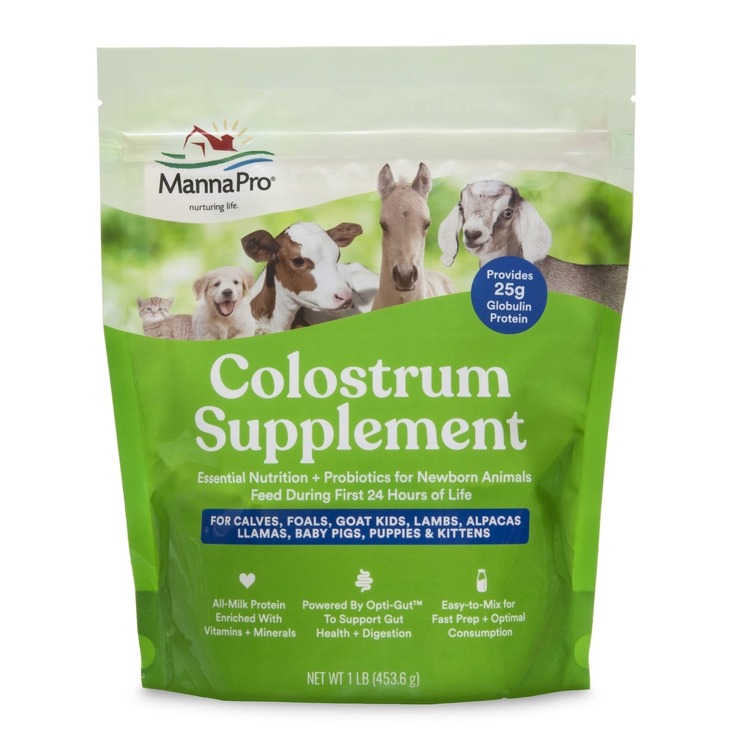 Manna Pro Colostrum Supplement for Newborn Goat Kids | Helps Promote Healthy Development | 16oz